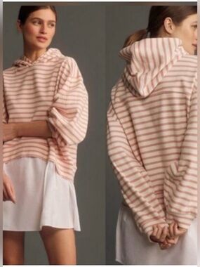 Anthropologie PILCRO oversized Pink Striped Hooded dress